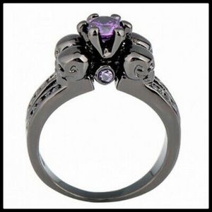 🆕 ✅ PURPLE AMETHYST RING SET/BLACK GOLD